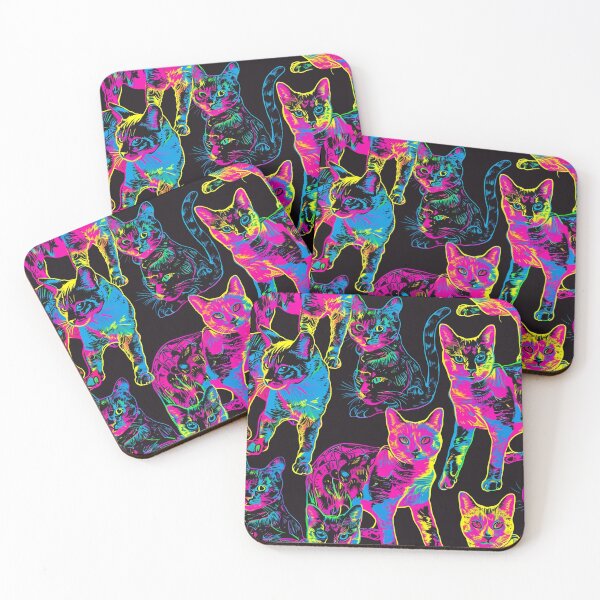 Item preview, Tiled Neon Cat Pattern designed and sold by dcrc.