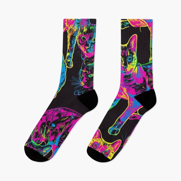 Item preview, Tiled Neon Cat Pattern designed and sold by dcrc.