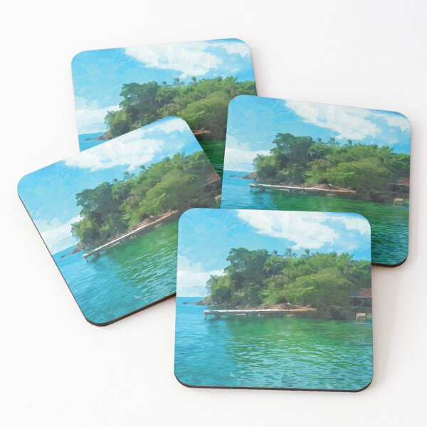 Item preview, Small tropical island near Rio de Janeiro in Brazil in watercolor designed and sold by Intermundium.
