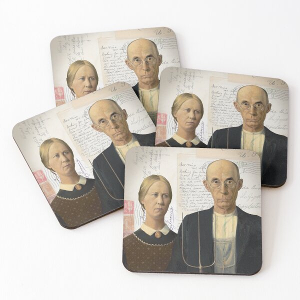 Item preview, American Gothic Plain Couple on Antique Postcard Collage designed and sold by missdebi27.