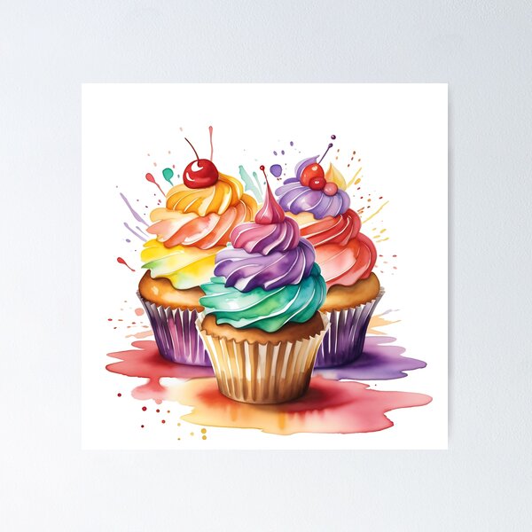 Item preview, Watercolor cupcakes designed and sold by IAmagineFR.