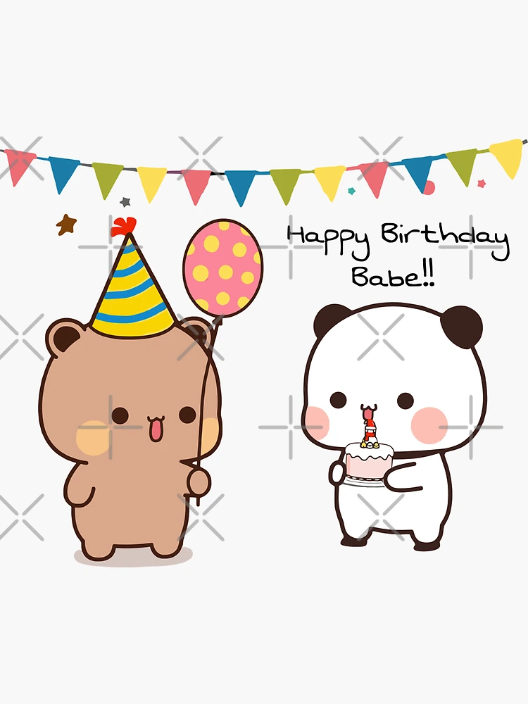 BuBu Panda celebrating her DuDu Bear's Birthday❤️ Sticker for Sale by  Pandety