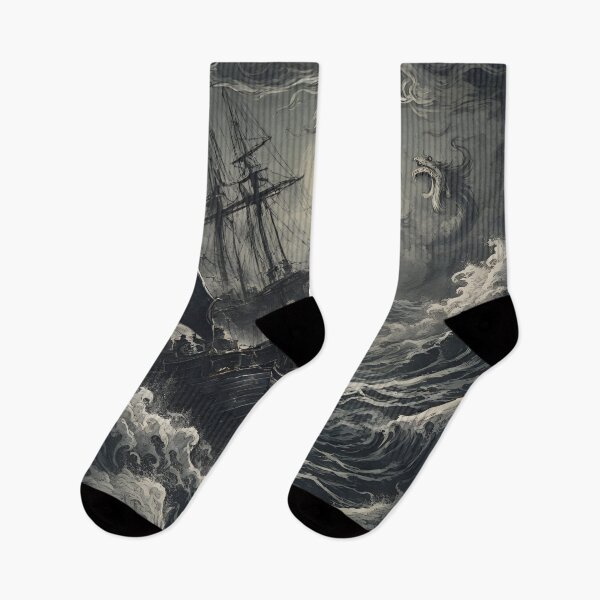 Item preview, Sailing Boat fighting with the storm and monsters designed and sold by SeamanWorkshop.