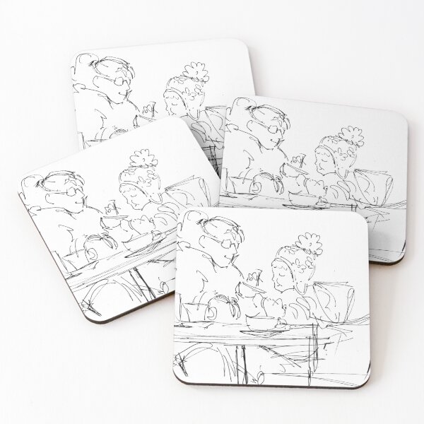 Item preview, Mother Helping Young Child Eat Lunch Drawing designed and sold by MikeJory.
