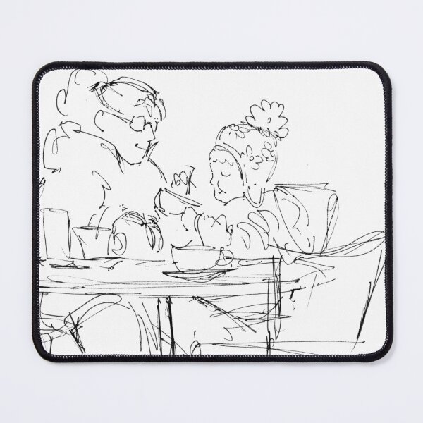 Item preview, Mother Helping Young Child Eat Lunch Drawing designed and sold by MikeJory.