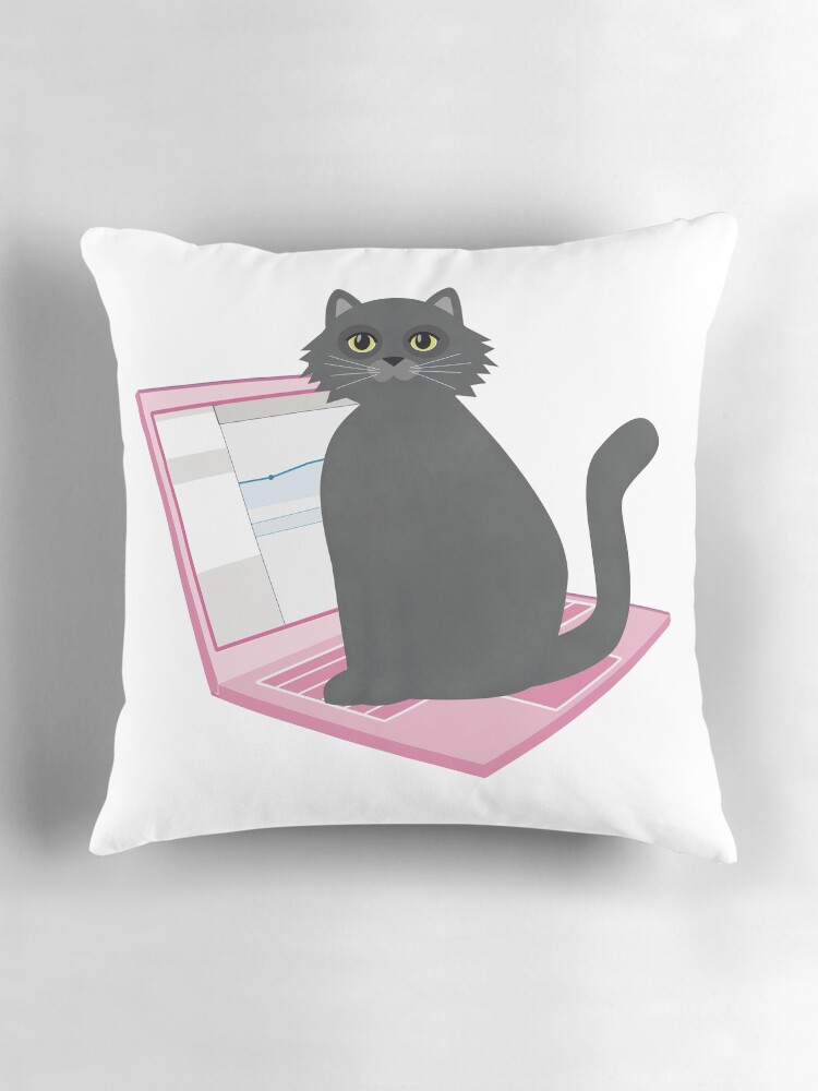 Thumbnail 3 of 4, Pillow, Russian Blue Cat Home Office designed and sold by CarlaBaremb.