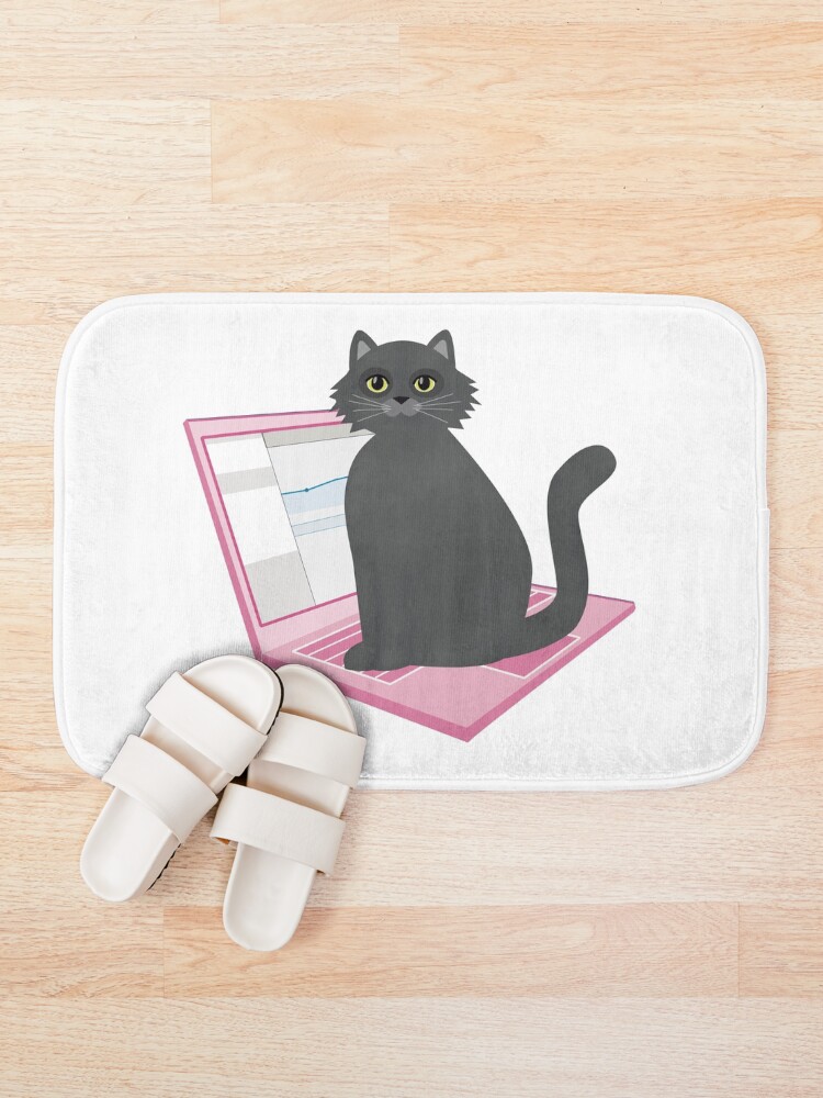 Thumbnail 2 of 6, Bath Mat, Russian Blue Cat Home Office designed and sold by CarlaBaremb.