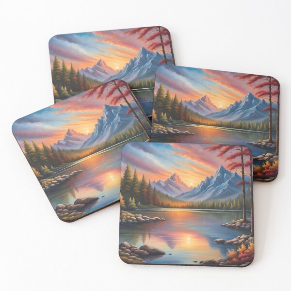 Item preview,  Tranquil Majesty - Mountain Sunset Landscape Art Print designed and sold by JM-ESTONIA.