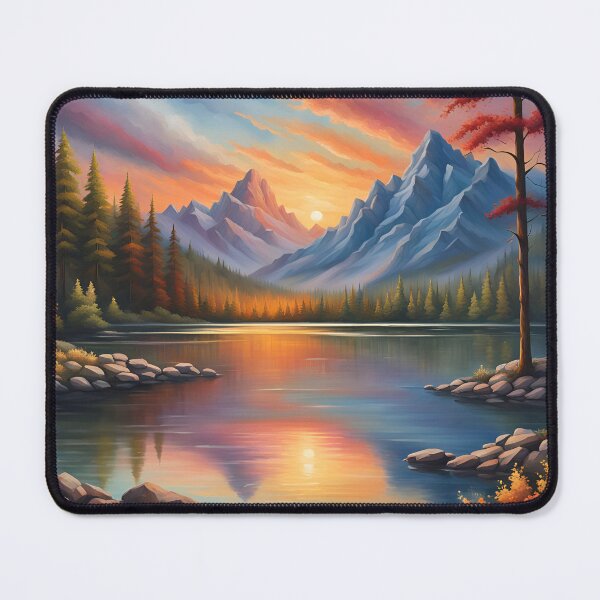 Item preview, Tranquil Majesty - Mountain Sunset Landscape Art Print designed and sold by JM-ESTONIA.