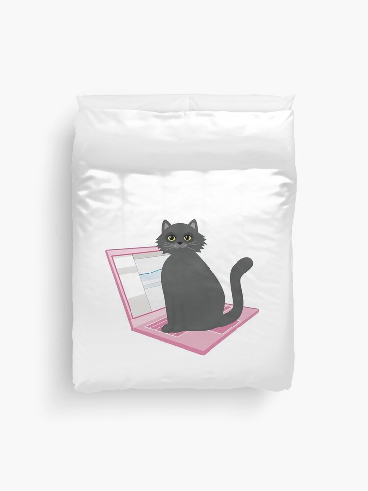 Thumbnail 1 of 2, Duvet Cover, Russian Blue Cat Home Office designed and sold by CarlaBaremb.
