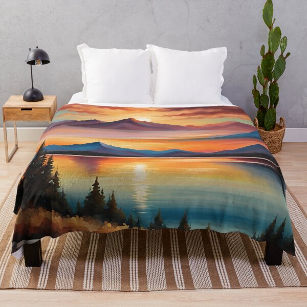 Item preview, Sunset Serenity - Mountain Lake Nature Art Print designed and sold by JM-ESTONIA.