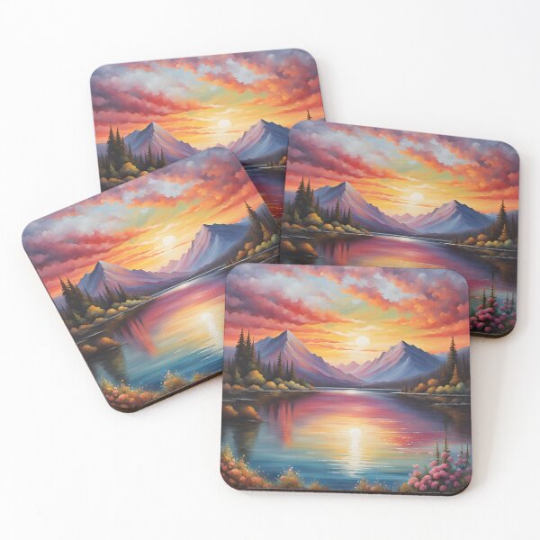 Item preview,  Tranquility's Embrace - Mountain Sunset Art Print designed and sold by JM-ESTONIA.