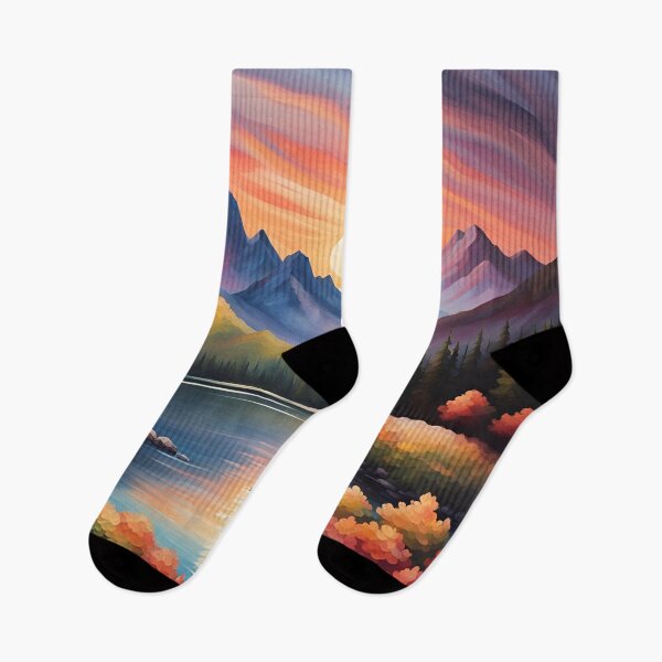 Item preview,  Sunset Reflections - Mountain Lake Nature Art Print designed and sold by JM-ESTONIA.