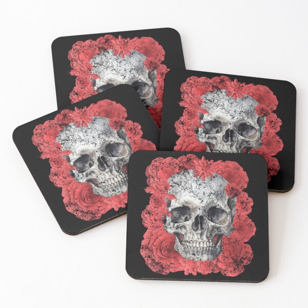 Item preview, Grunge Skull Among Red Paper Flowers designed and sold by Paula-Ziolek.