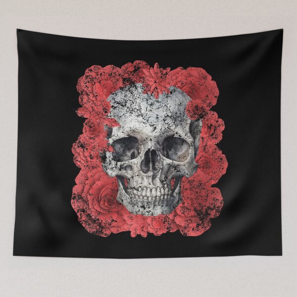 Item preview, Grunge Skull Among Red Paper Flowers designed and sold by Paula-Ziolek.