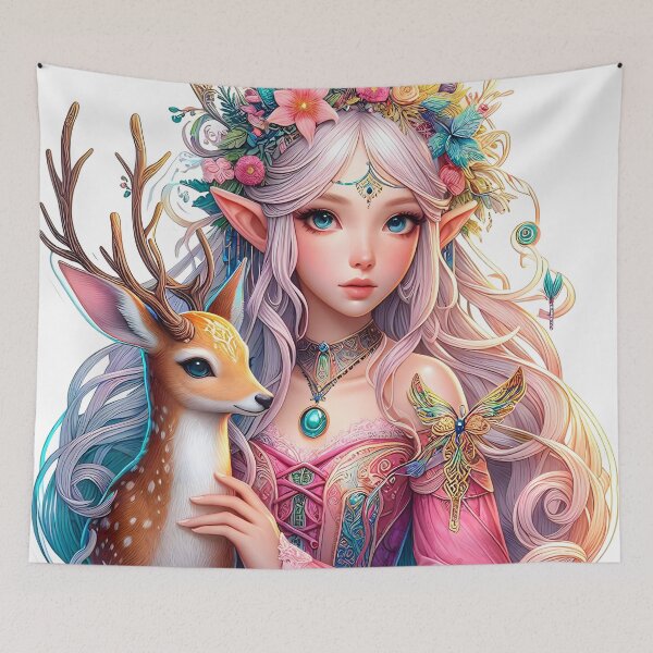 Item preview, Gorgeous Fairy with a deer Illustration 1 designed and sold by AnimarifStudio.