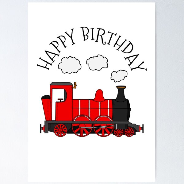 Item preview, Steam Train Happy Birthday Rail Enthusiast (Red) designed and sold by doodlerob.