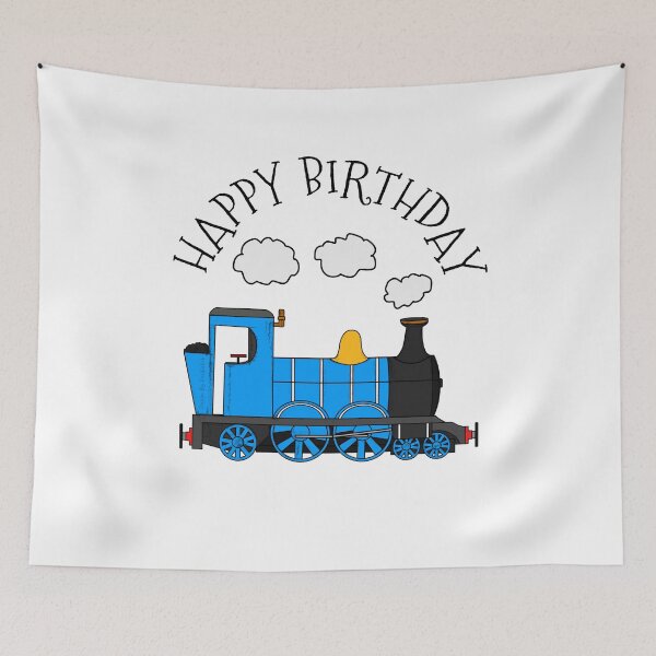 Item preview, Steam Train Happy Birthday Rail Enthusiast (Blue) designed and sold by doodlerob.