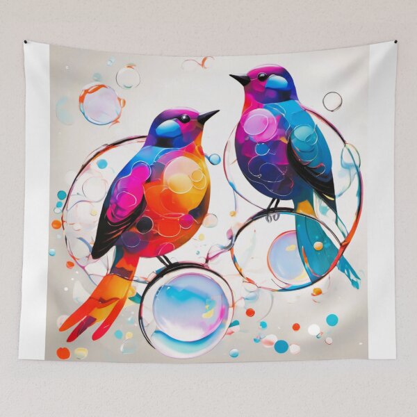 Item preview, Bubbles series, two birds, transparent bubbles designed and sold by janjacbu.