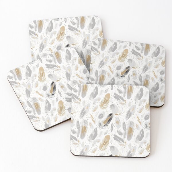 Item preview, golden and Grey feathers on white background designed and sold by YeKnot.