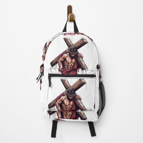 Item preview, "Jesus, bearing a large and heavy cross on his shoulders, is depicted with a weary countenance, struggling under the weight. designed and sold by PaintMeWorld.
