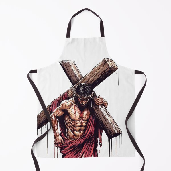 Item preview, "Jesus, bearing a large and heavy cross on his shoulders, is depicted with a weary countenance, struggling under the weight. designed and sold by PaintMeWorld.