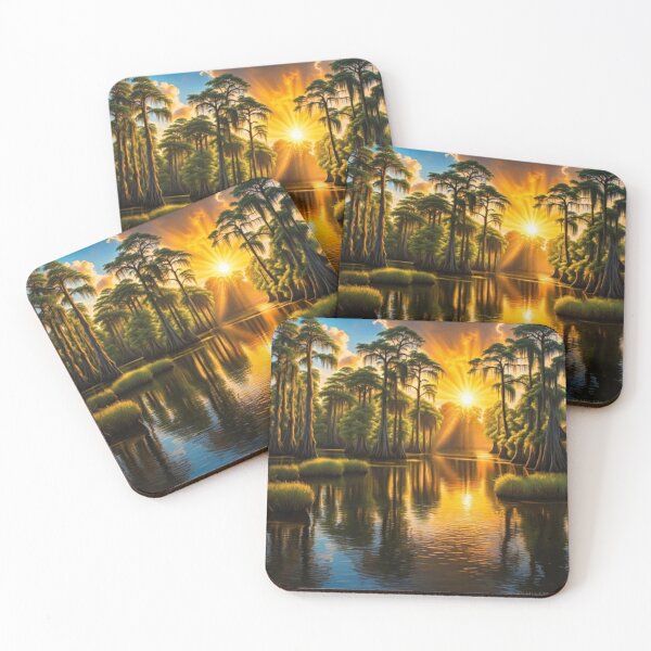 Item preview, Sunrise along a Bayou with Cypress Trees designed and sold by trailsitravel.