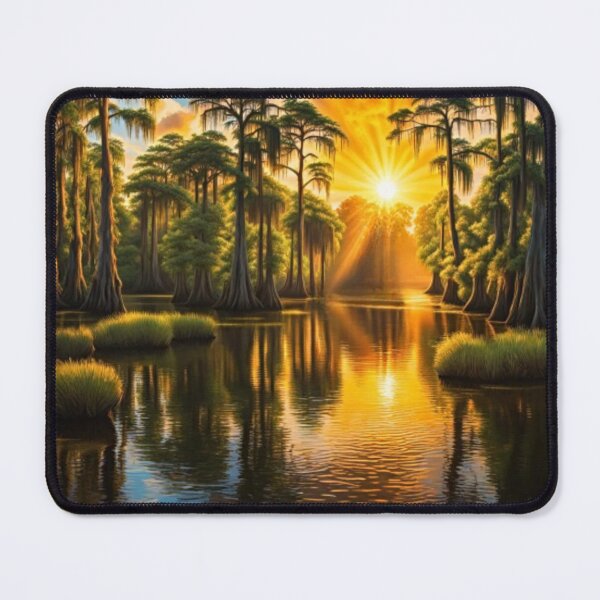 Item preview, Sunrise along a Bayou with Cypress Trees designed and sold by trailsitravel.