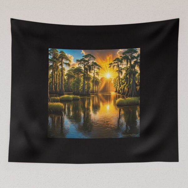 Item preview, Sunrise along a Bayou with Cypress Trees designed and sold by trailsitravel.