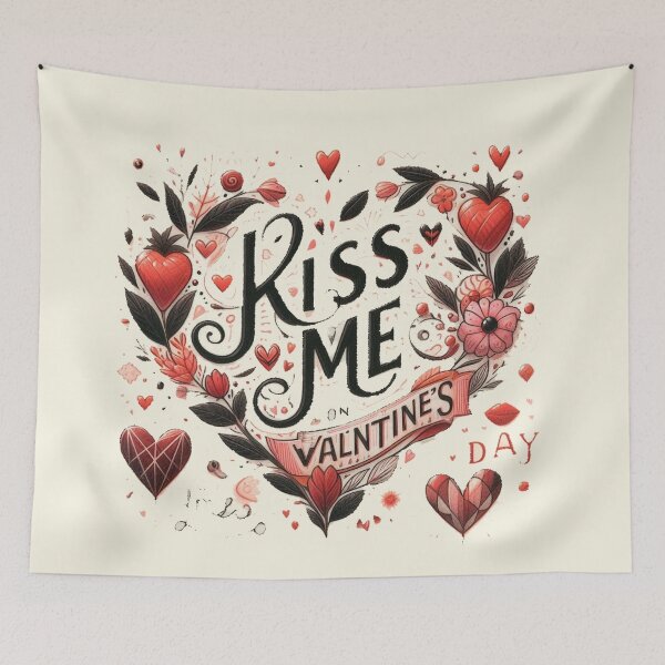 Item preview, Kiss me on Valentine's Day heart in flowers designed and sold by JaroDesign2023.