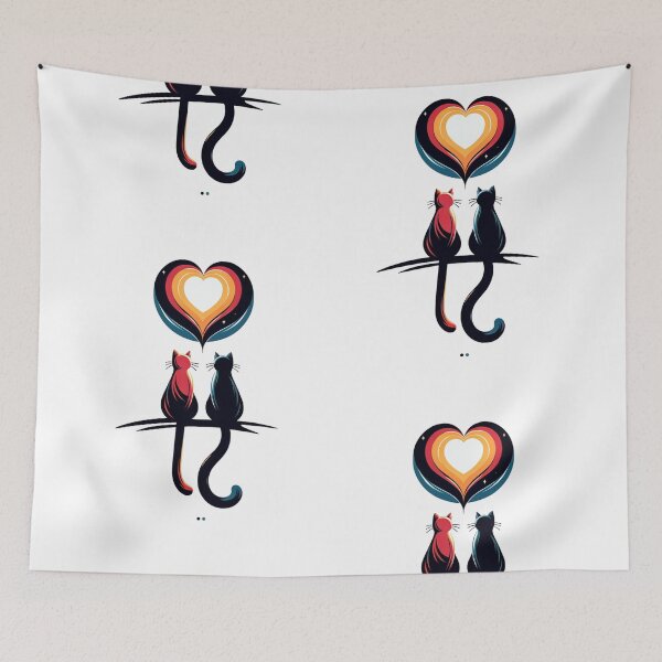 Item preview, Whiskered Wishes - Cats Adoring a Heart Balloon designed and sold by SADStyleDesigns.