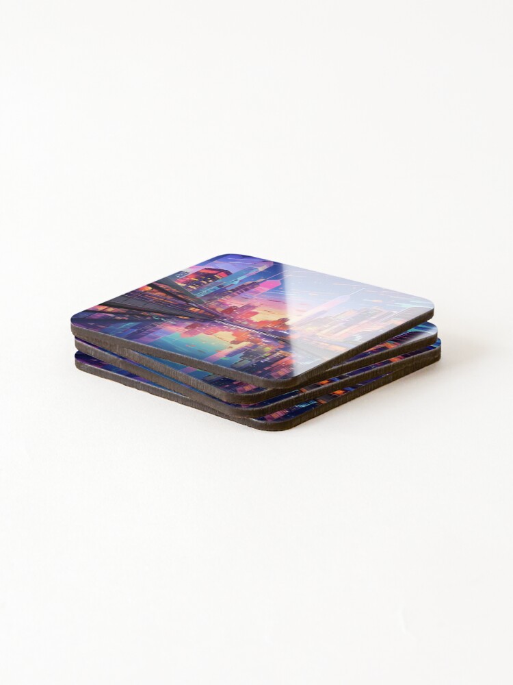 Thumbnail 4 of 5, Coasters (Set of 4), Neon Reflections designed and sold by RxU3.