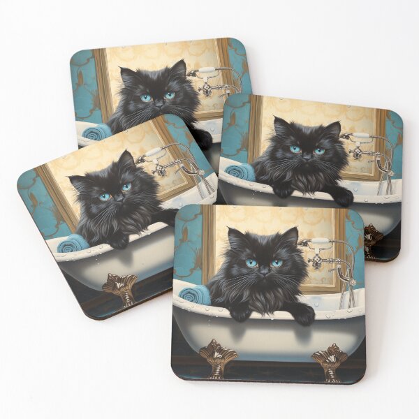 Item preview, Luxurious Black Cat in Elegant Bath - Opulent Feline Decor Artwork designed and sold by David Balzen.