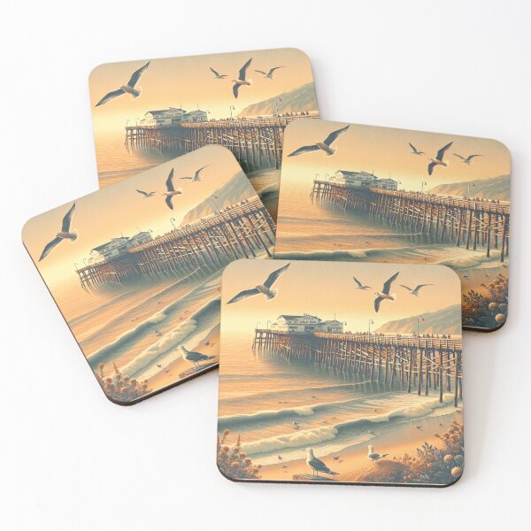 Item preview, Retro Vintage Design Historic Pier and Beach In Malibu California designed and sold by HippieFarms11.