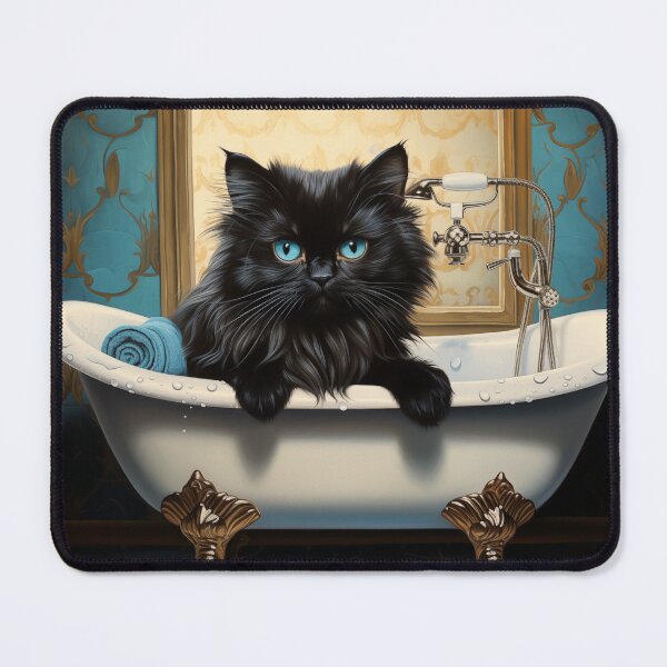 Item preview, Luxurious Black Cat in Elegant Bath - Opulent Feline Decor Artwork designed and sold by David Balzen.