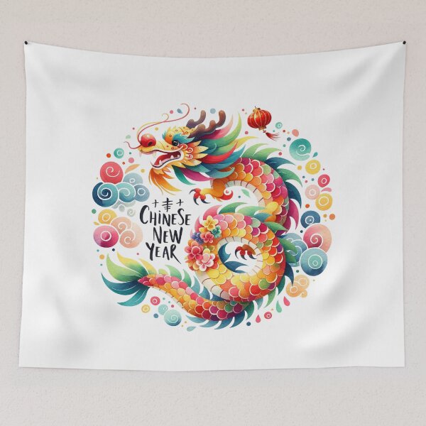 Item preview, Happy Chinese New Year Colorful Dragon  designed and sold by darkskydelights.