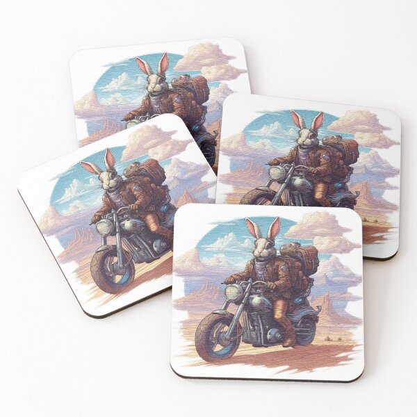 Item preview, rabbit riding a motorcycle in the desert designed and sold by jnsmerchstore.