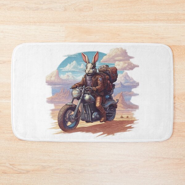 Item preview, rabbit riding a motorcycle in the desert designed and sold by jnsmerchstore.