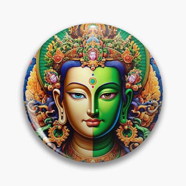 Item preview, Dual Tara Psychedelic Floral Fractal Mandala designed and sold by GuyBlank.