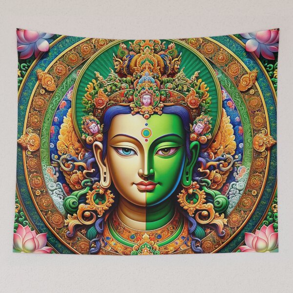 Item preview, Dual Tara Psychedelic Floral Fractal Mandala designed and sold by GuyBlank.