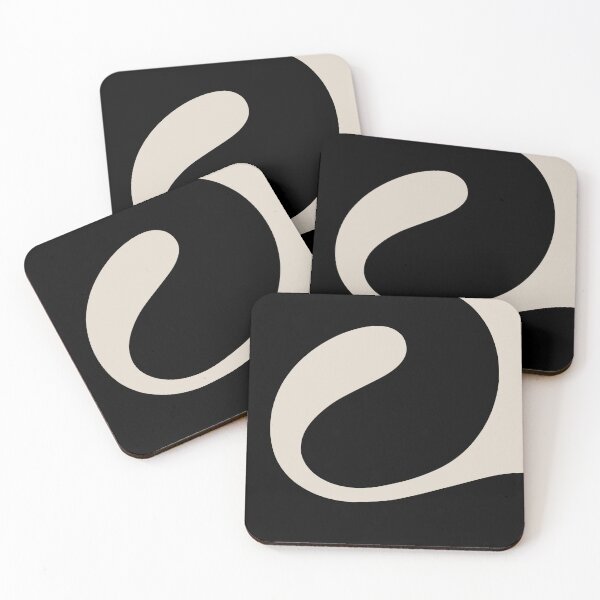 Item preview, Minimal Organic Abstract Wave Black and Linen White designed and sold by tonymagnerart.