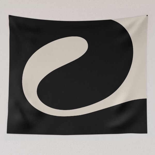 Item preview, Minimal Organic Abstract Wave Black and Linen White designed and sold by tonymagnerart.