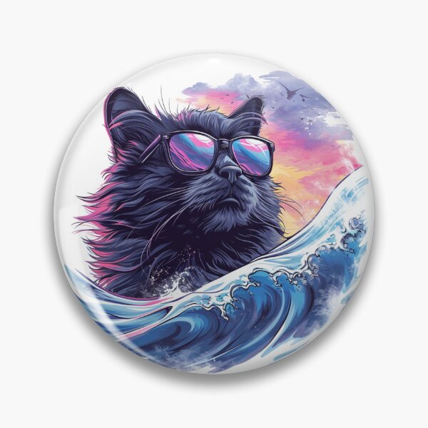 Item preview, Sunny Surfer: Maine Coon Cat Rides the Waves in Style with Sunglasses designed and sold by SplashPixel.