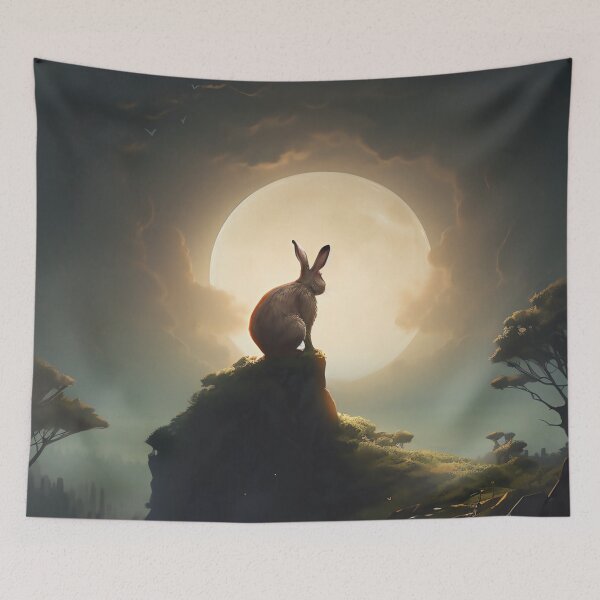 Item preview, Moon Gazing Hare designed and sold by CosmicAnomaly.
