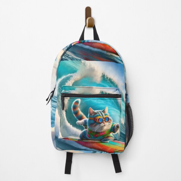 Item preview, Cat surfs wave designed and sold by ArtComixHaven.