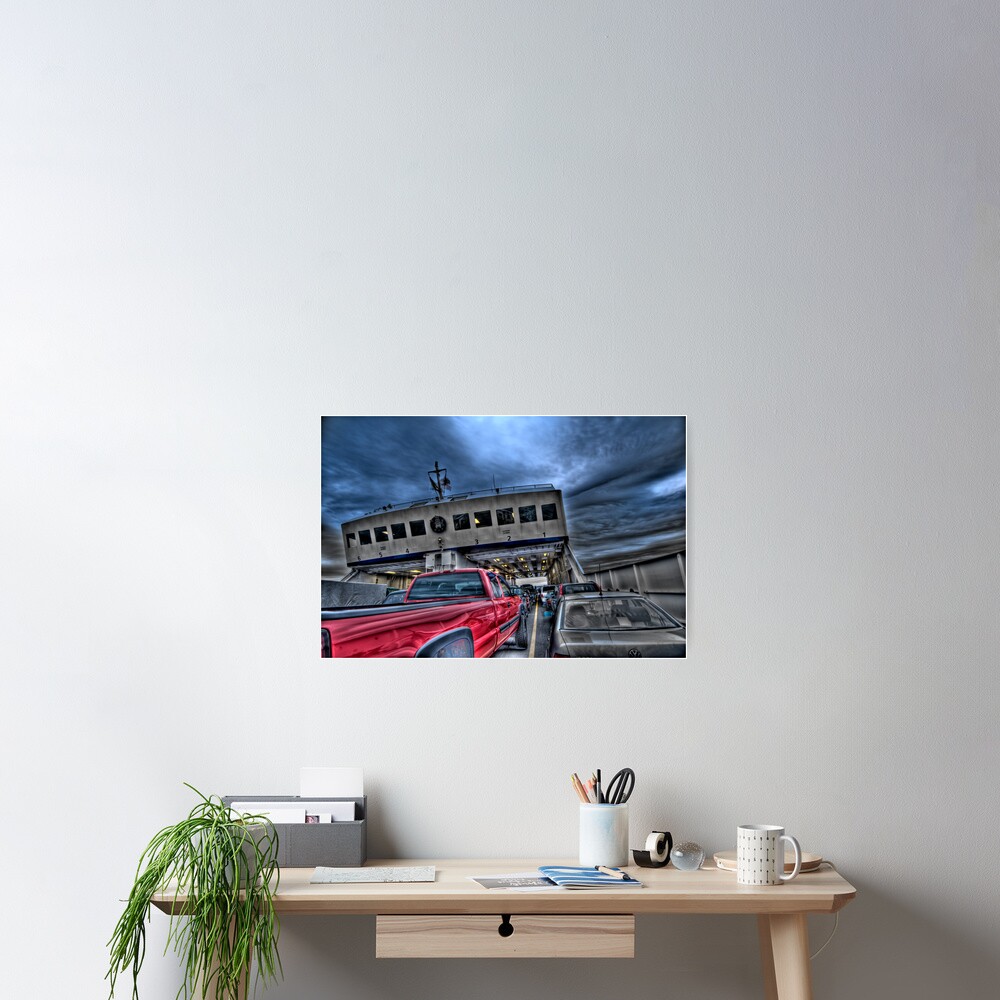 Red Truck on the Ferry Poster