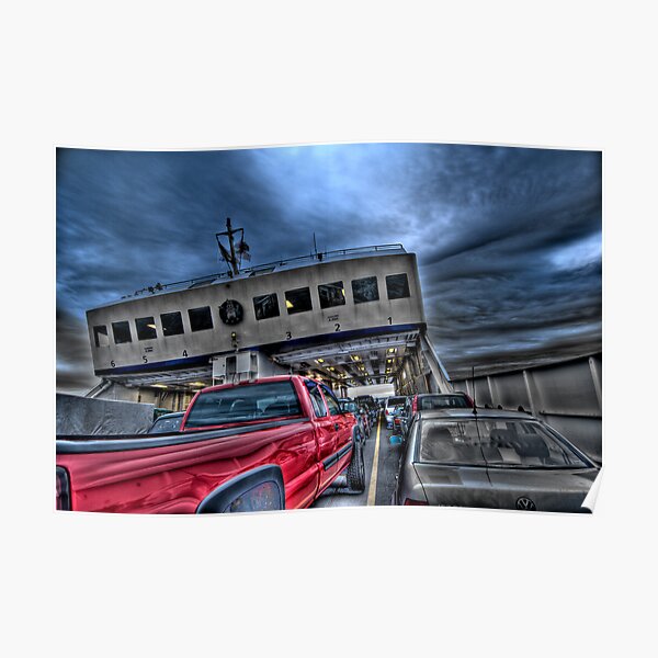 Red Truck on the Ferry Poster