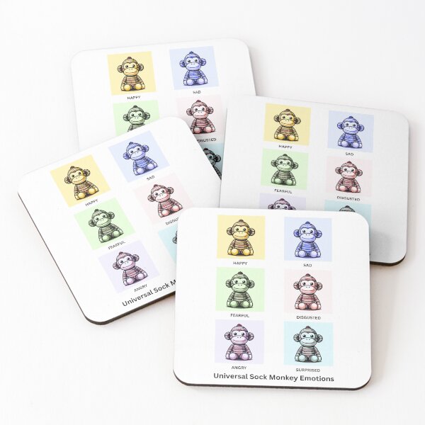 Aperçu de l'œuvre Chaussettes universelles Monkey Emotions créée et vendue par Kvernk.