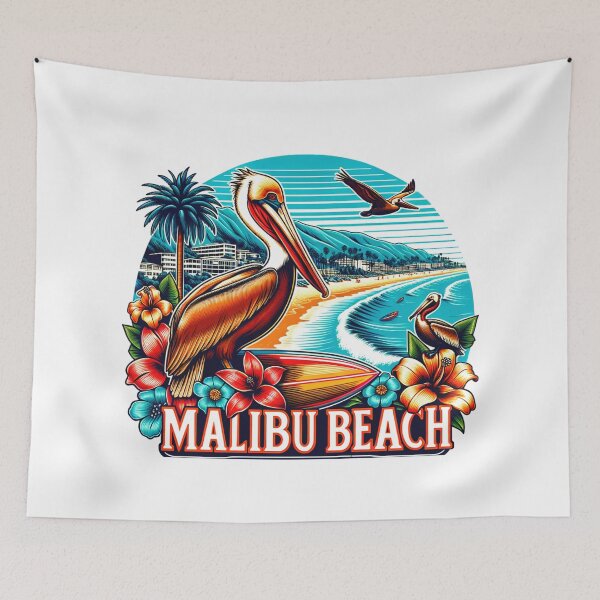 Item preview, Malibu Beach Surf Pelicans Vintage Retro design designed and sold by HippieFarms11.