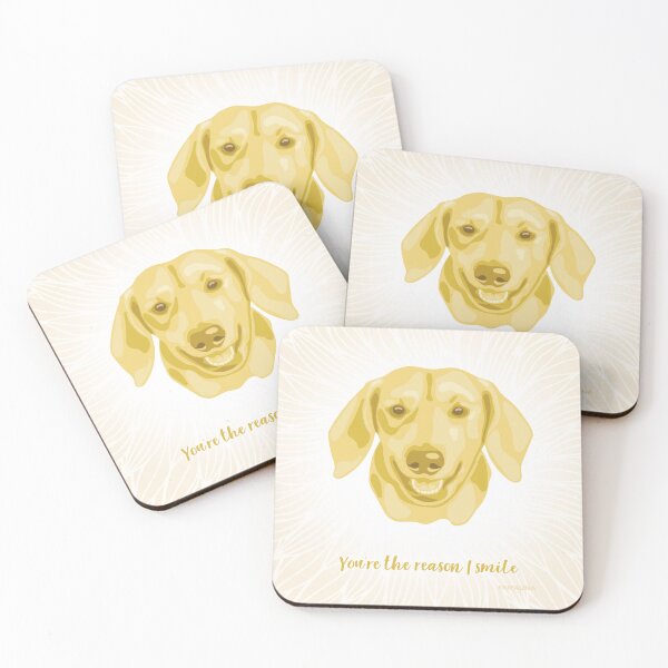 Item preview, Dachshund Yellow and Cream Smiling Face "You're the reason I smile" designed and sold by DuFauna.